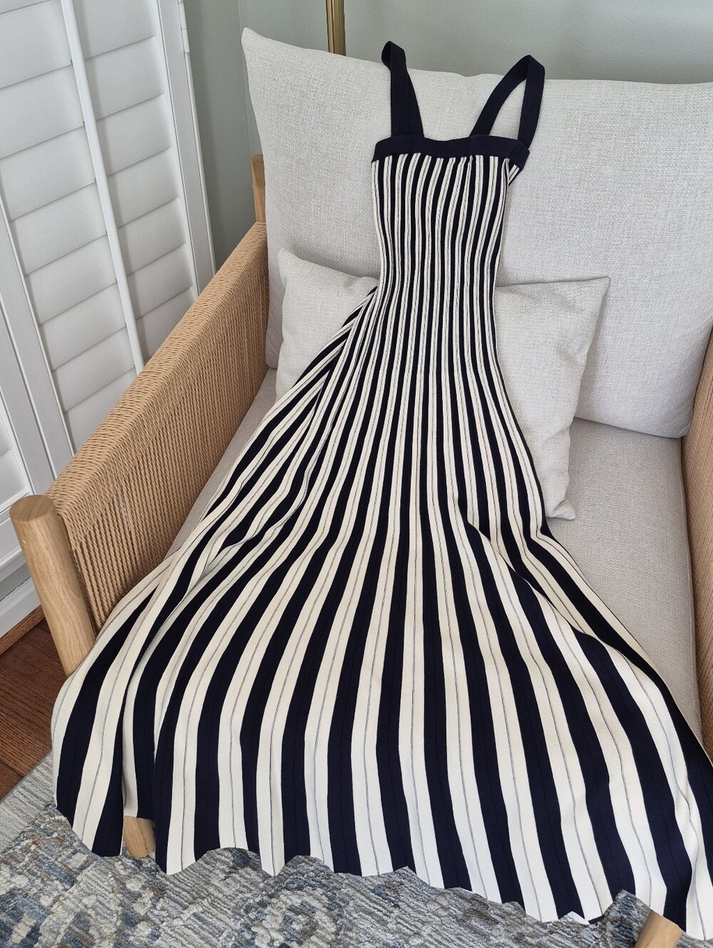 Maggy London Striped Stretchy Midi Dress XS
